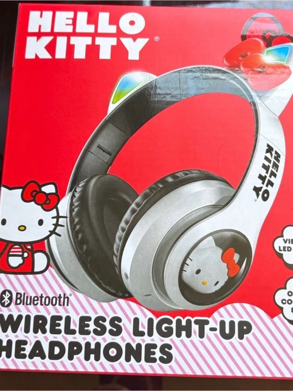 Hello Kitty Silver and Black Wireless Light-Up Headphones